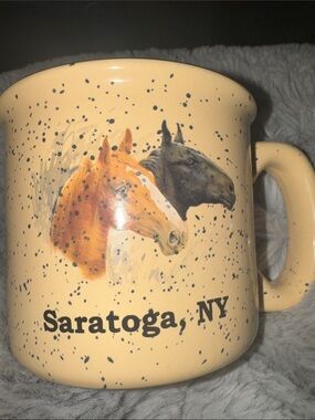 Saratoga, NY Horse Ceramic Mug - Cream Speckled
